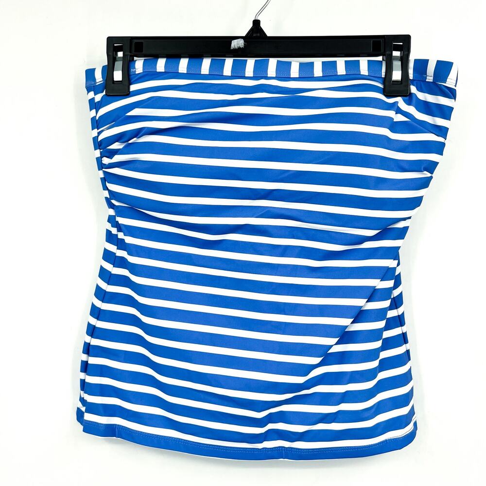 TOMMY BAHAMA Coastline Stripe Bandeau Tankini Top Medium Blue White NWT - Picture 3 of 12